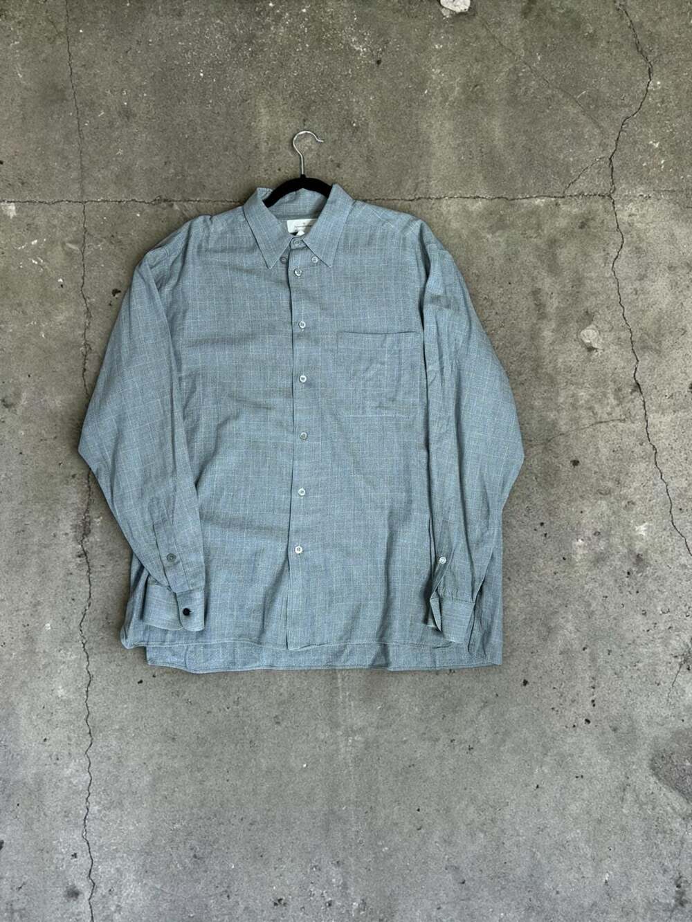 Ermenegildo Zegna Grey Windowpane Check Cotton Button Down Shirt Size XL